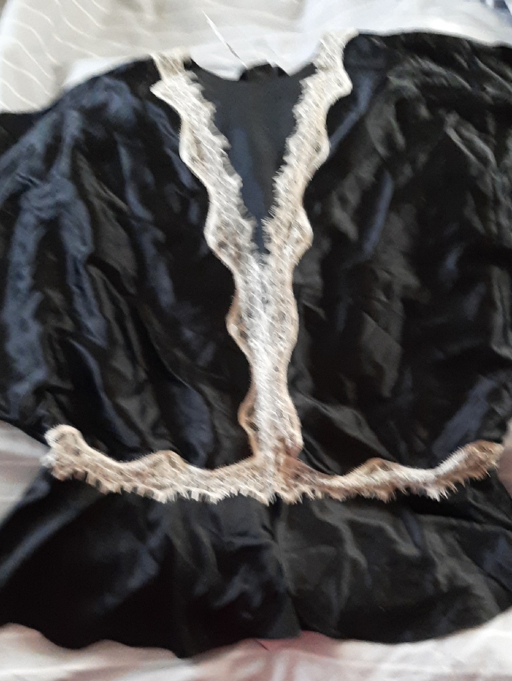 Black Silk Lace-Trim Robe - Women's Intimates